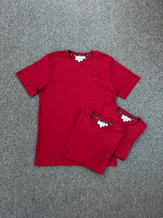 CAMISETA LACOSTE TOM SOBRE TOM COR VINHO